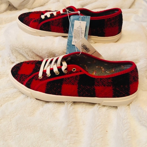 red buffalo plaid tennis shoes